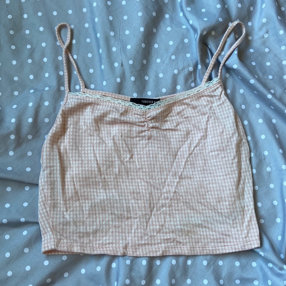Forever 21 pink gingham crop top. Size M